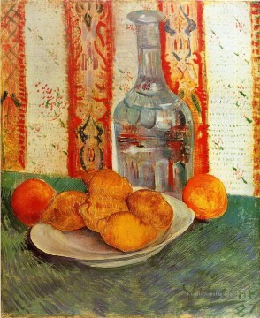 Stillleben mit Karaffe und Zitronen auf einer Platte Vincent van Gogh Ölgemälde